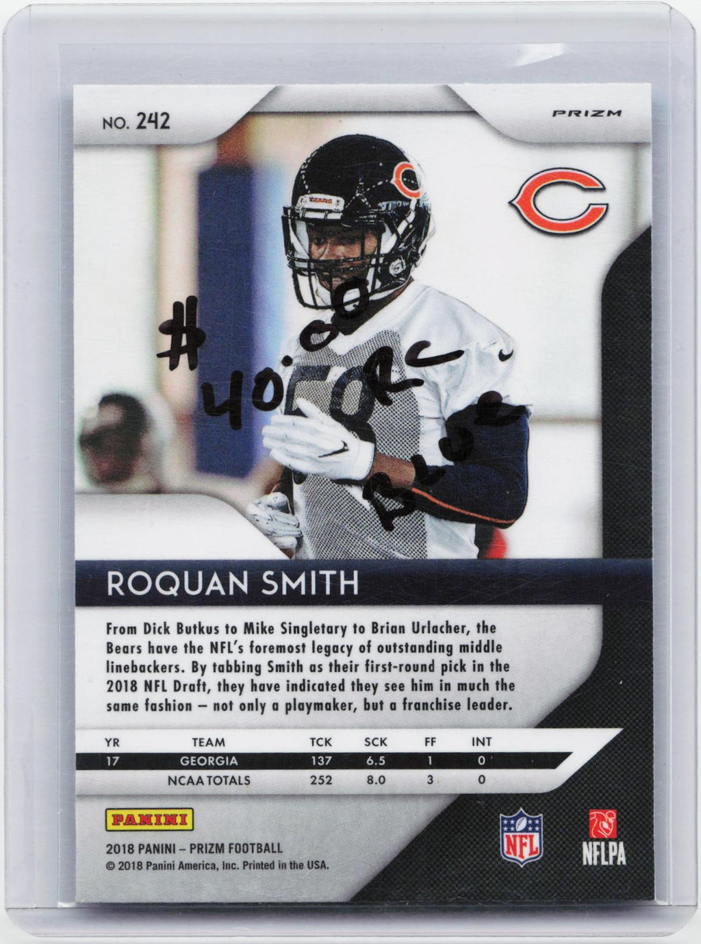 2018 Panini Prizm #242 Roquan Smith Prizm Lazer