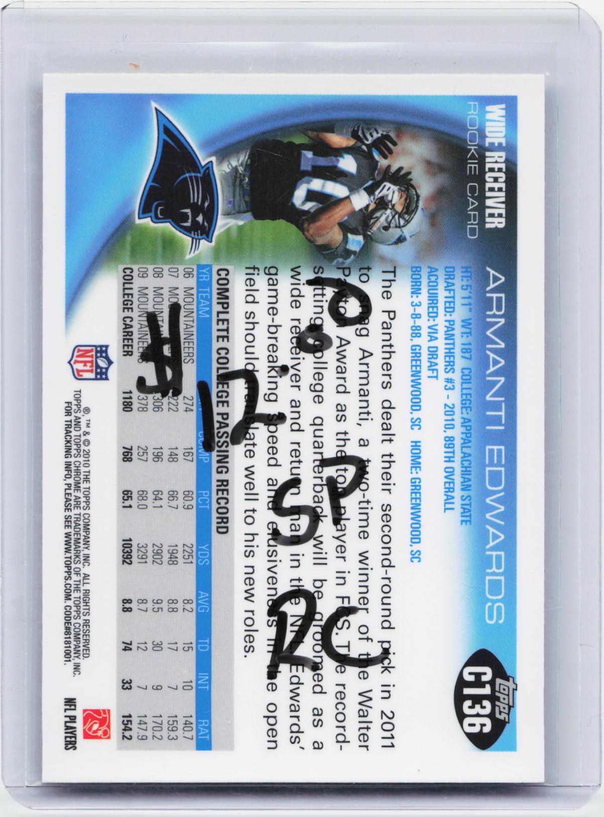 2010 Topps Chrome #C136 Armanti Edwards