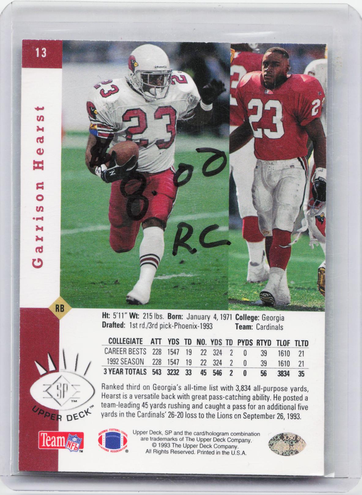1993 SP #13 Garrison Hearst