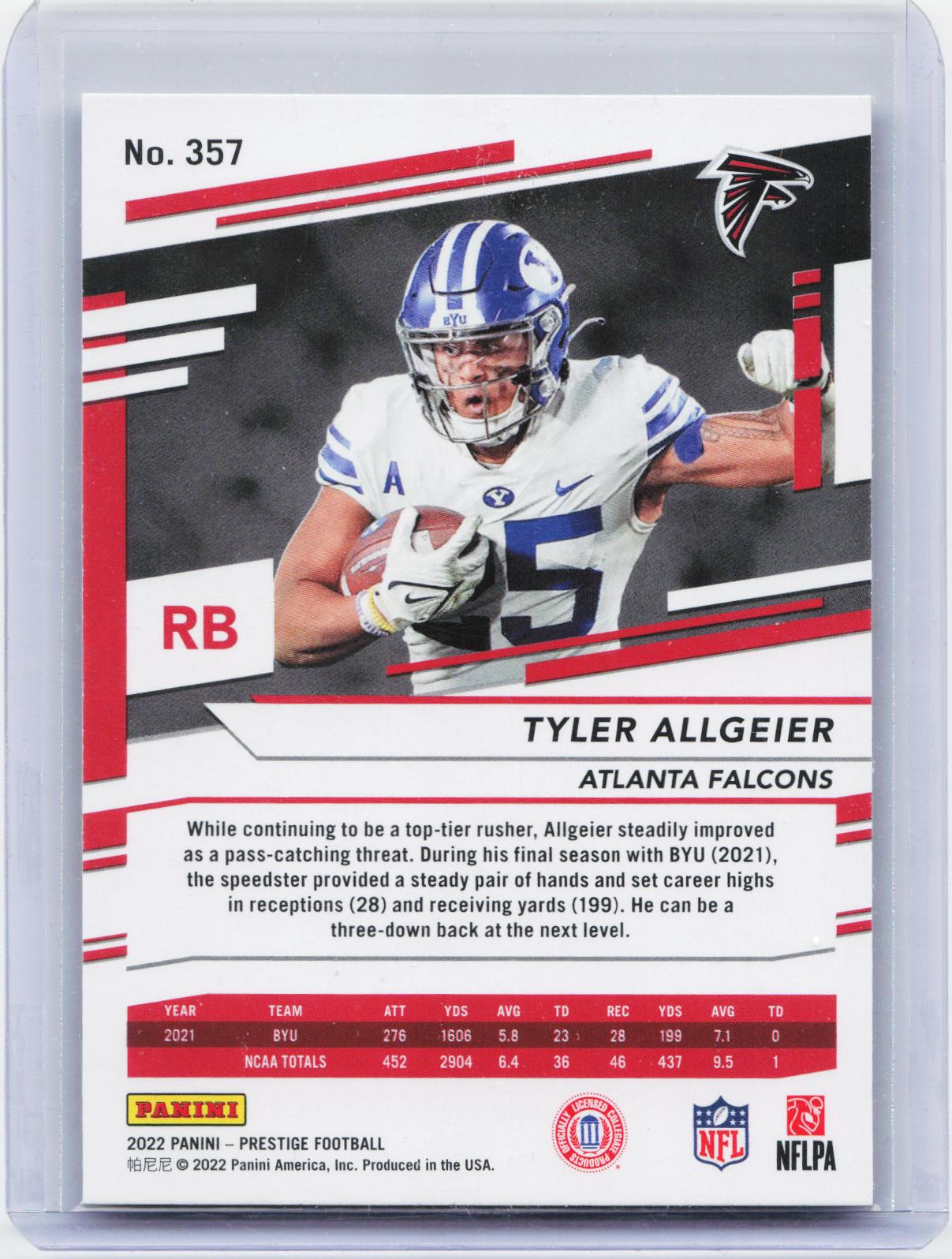 2022 Panini Prestige #357 Tyler Allgeier