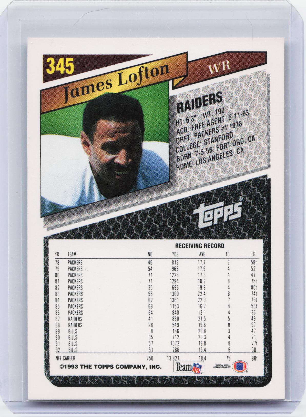 1993 Topps #345 James Lofton Gold