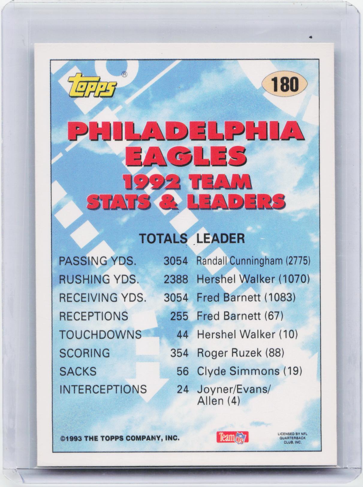 1993 Topps #180 Randall Cunningham