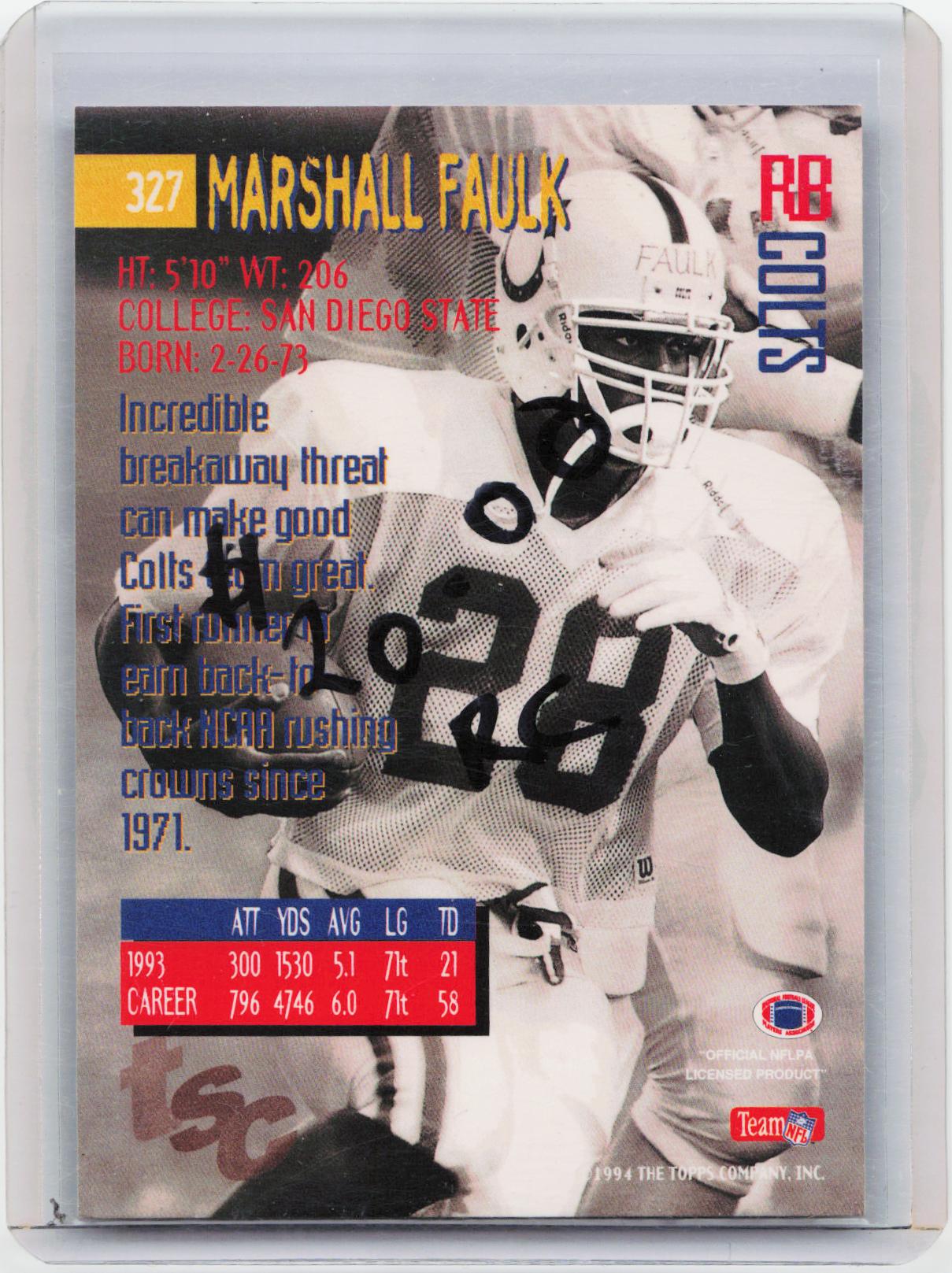 1994 Stadium Club #327 Marshall Faulk