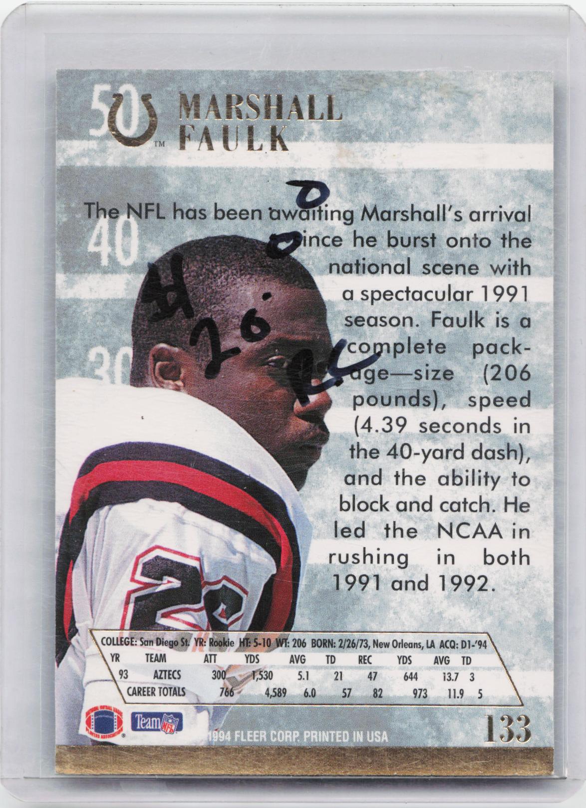 1994 Ultra #133 Marshall Faulk