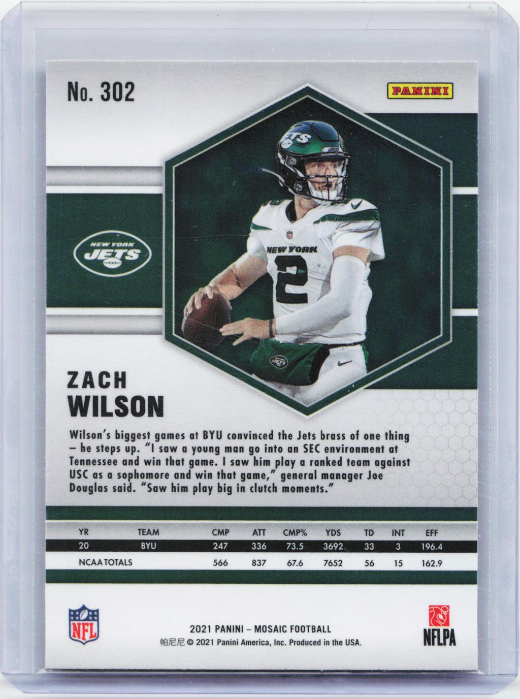 2021 Panini Mosaic #302 Zach Wilson