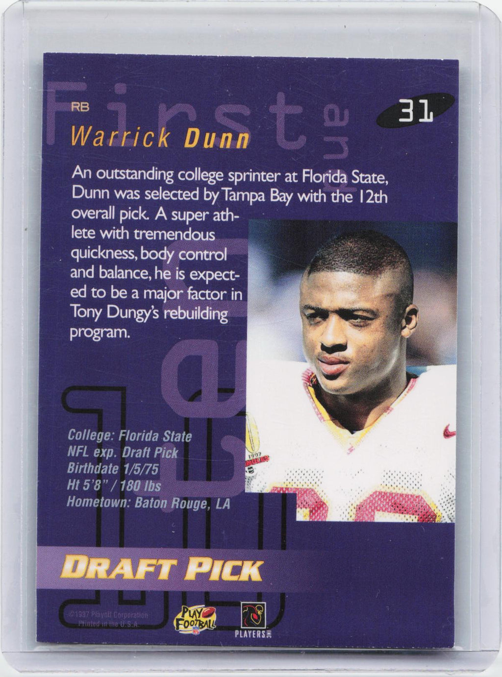 1997 Playoff First & Ten #31 Warrick Dunn