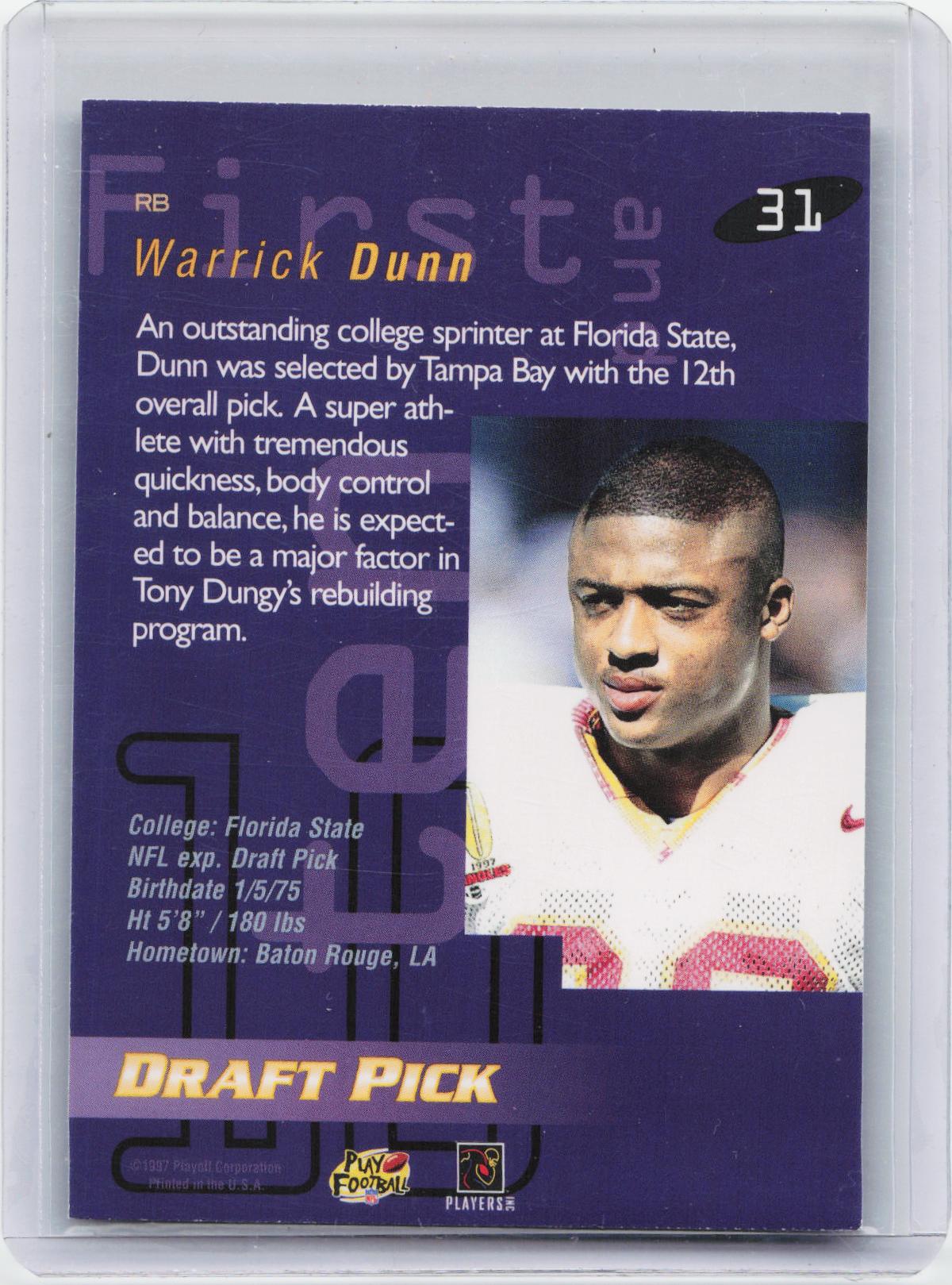1997 Playoff First & Ten #31 Warrick Dunn