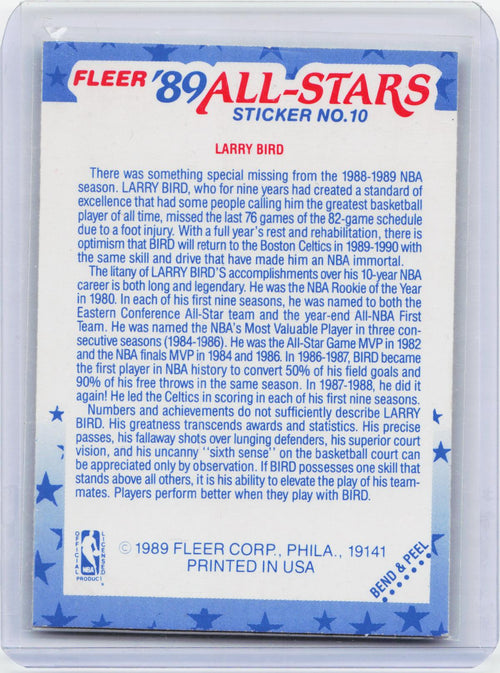 1989-90 Fleer #10 Larry Bird Stickers
