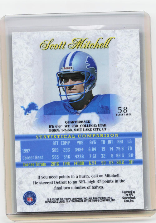 1998 Topps Gold Label #58 Scott Mitchell