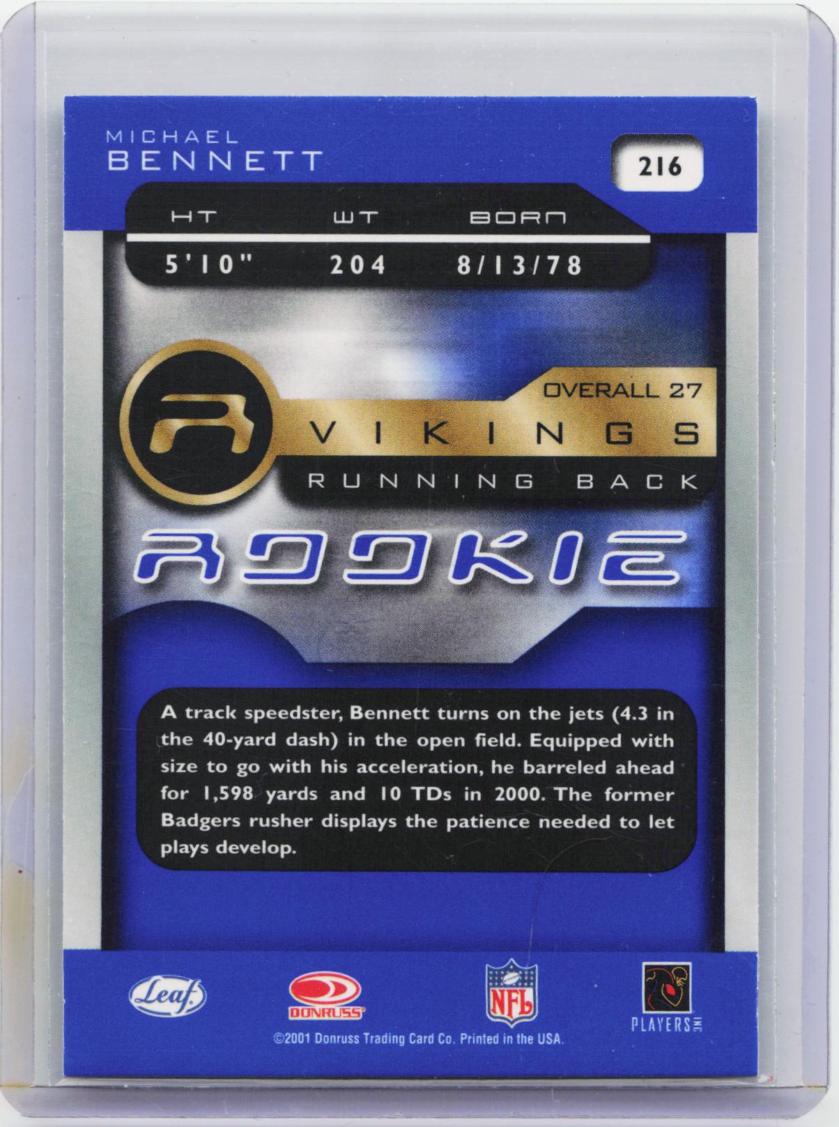 2001 Quantum Leaf #216 Michael Bennett