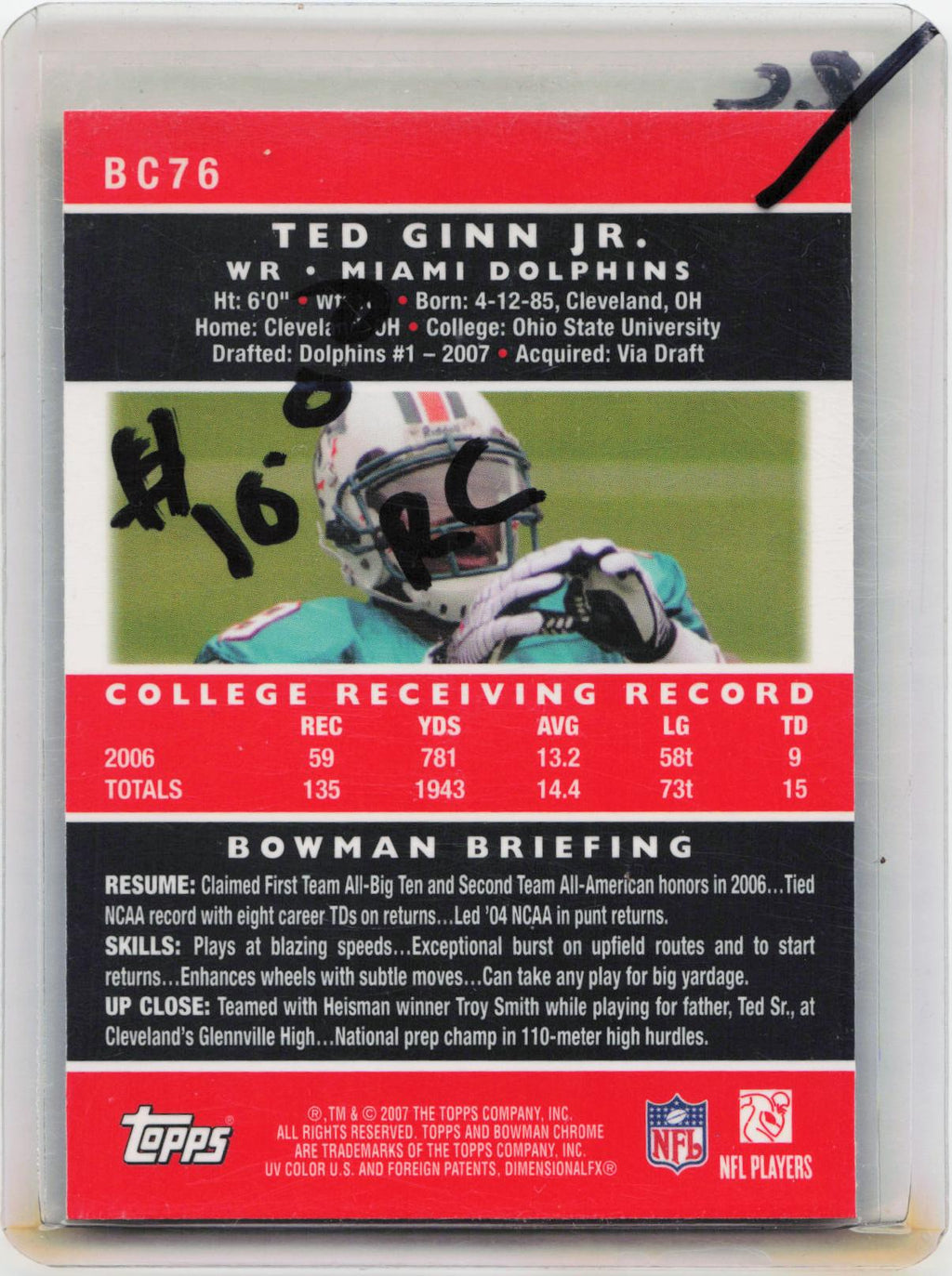 2007 Bowman #146 Ted Ginn Jr.