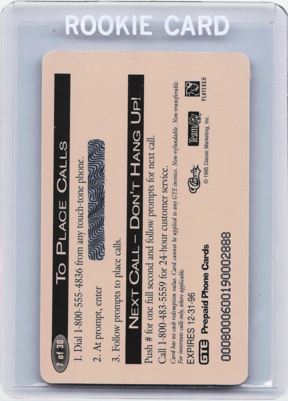 1995 Pro Line Series II #7 Steve Bono Phone Cards $1