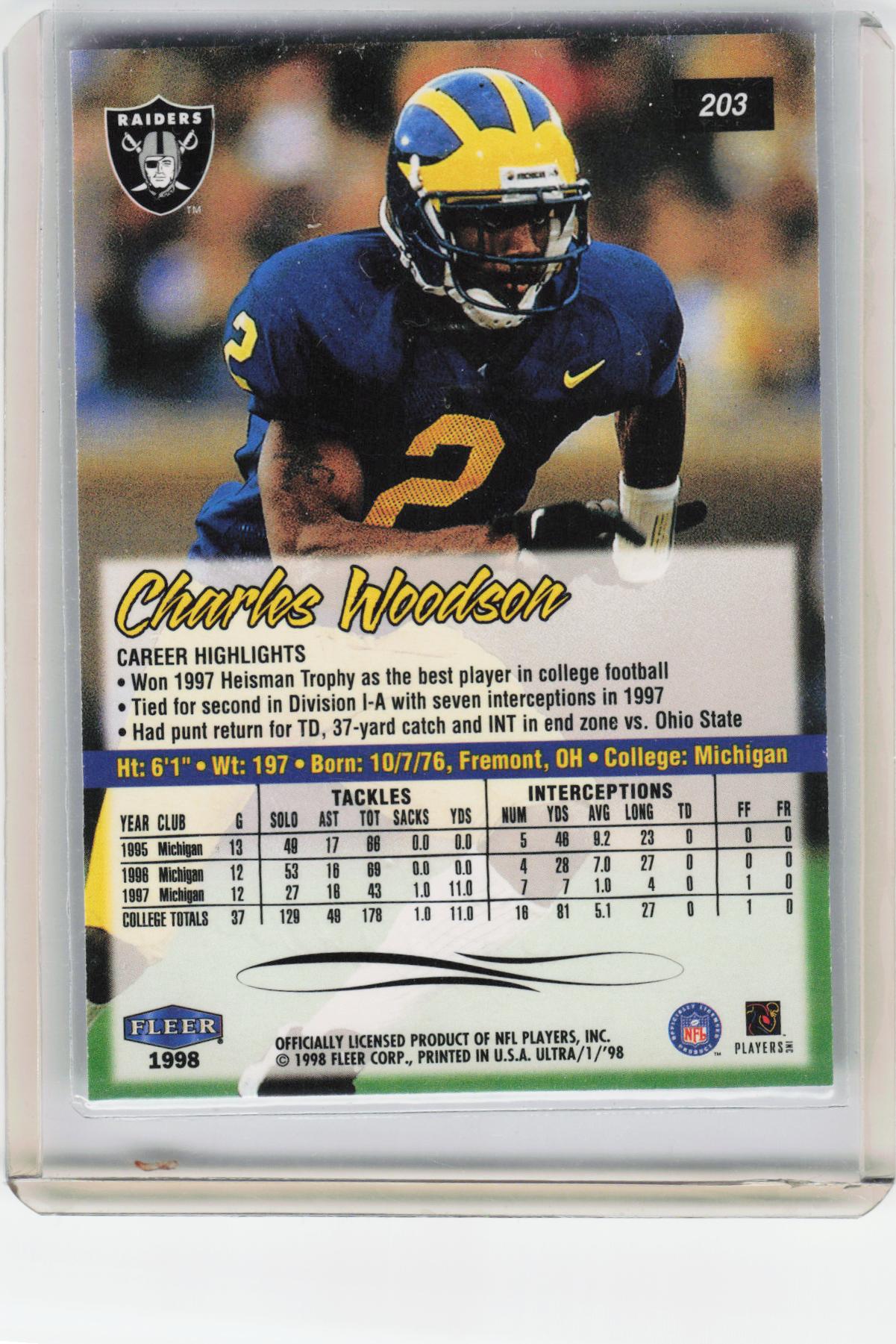 1998 Ultra #203 Charles Woodson