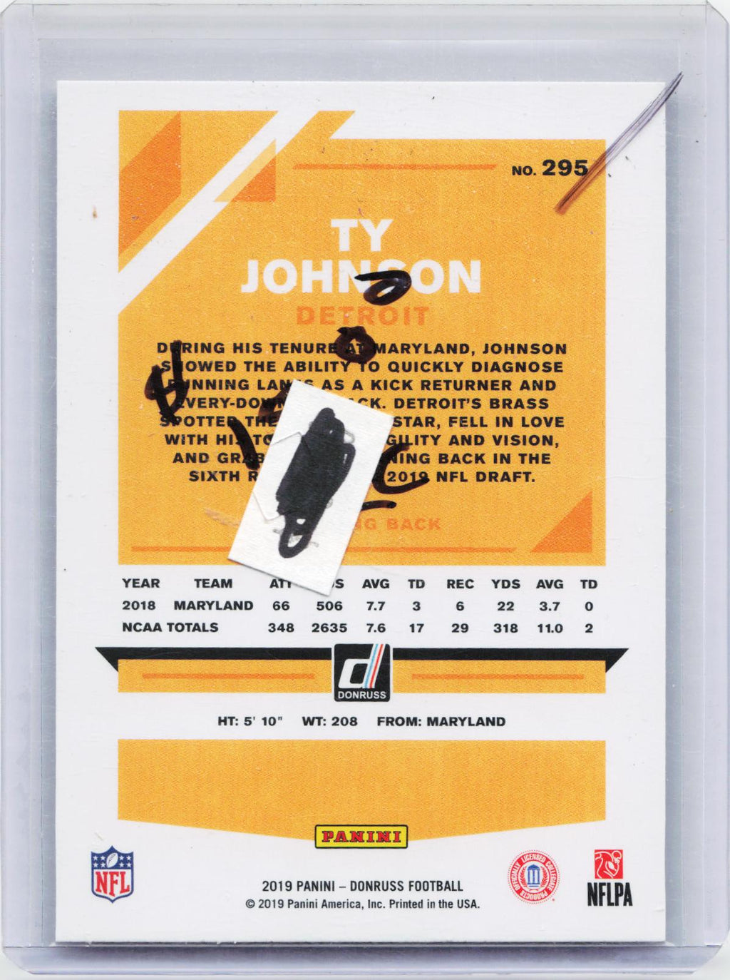 2019 Donruss #295 Ty Johnson Press Proof Red