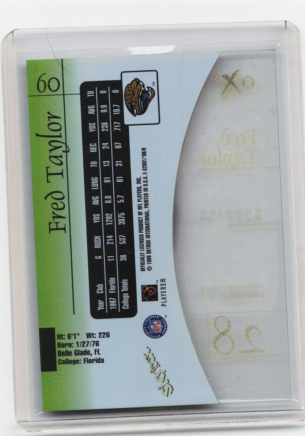 1998 SkyBox E-X2001 #60 Fred Taylor