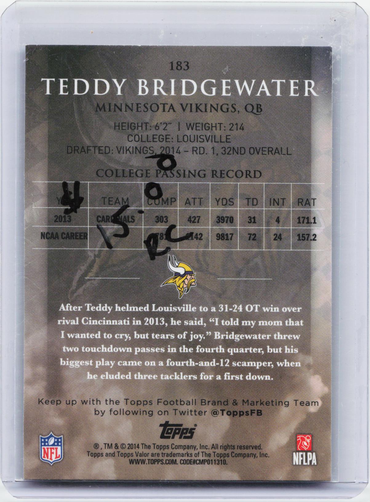 2014 Topps Valor #183 Teddy Bridgewater