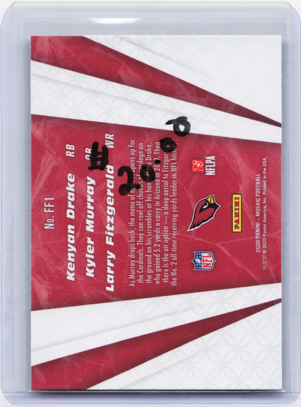 2020 Mosaic #FF1 Kyler Murray / Kenyan Drake / Larry Fitzgerald Flea Flicker