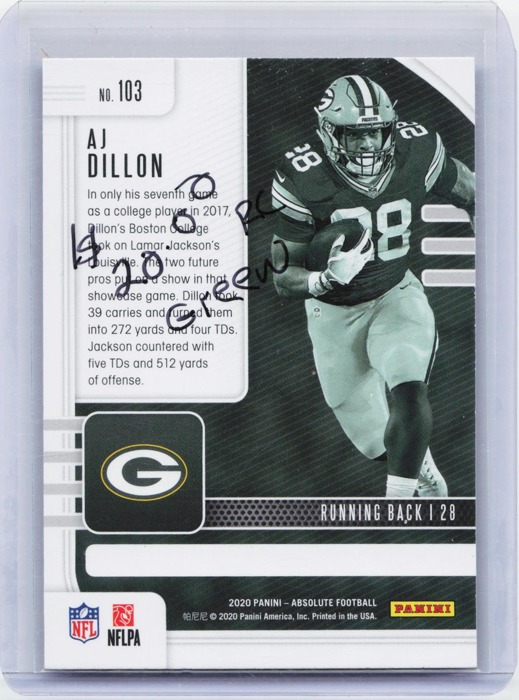 2020 Panini Absolute #103 AJ Dillon Retail