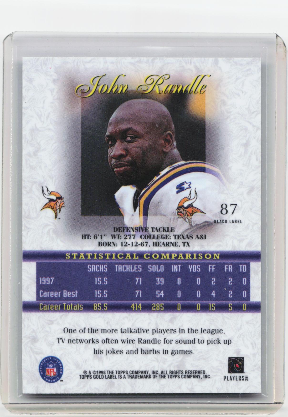 1998 Topps Gold Label #87 John Randle
