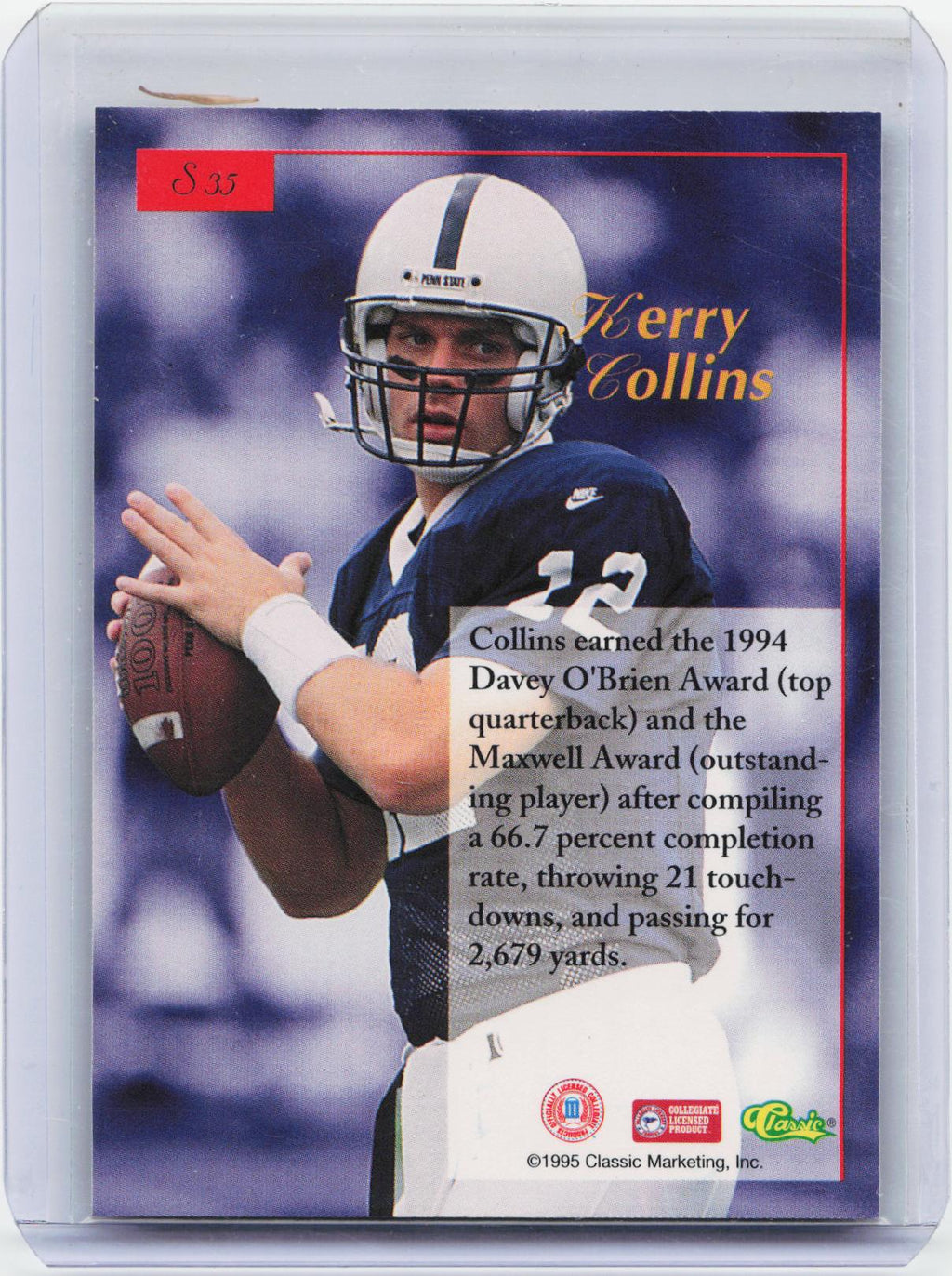1995-96 Classic Five Sport Signings #S35 Kerry Collins