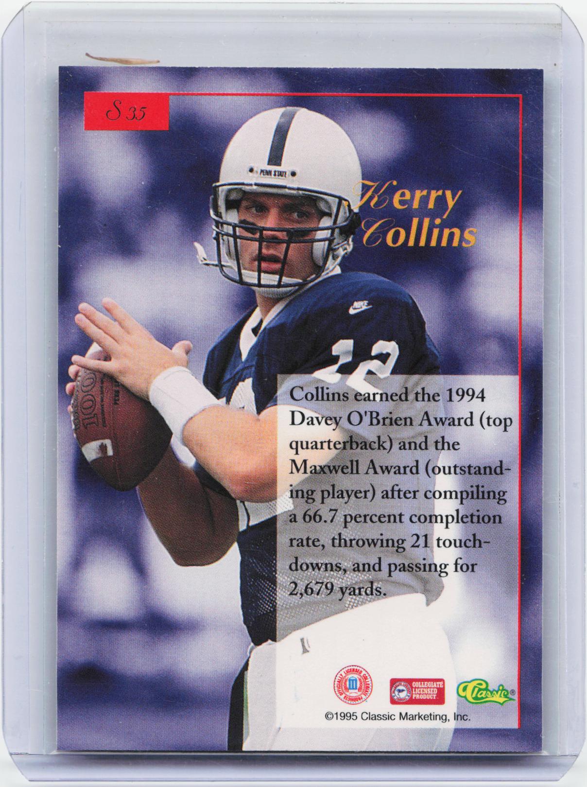 1995-96 Classic Five Sport Signings #S35 Kerry Collins