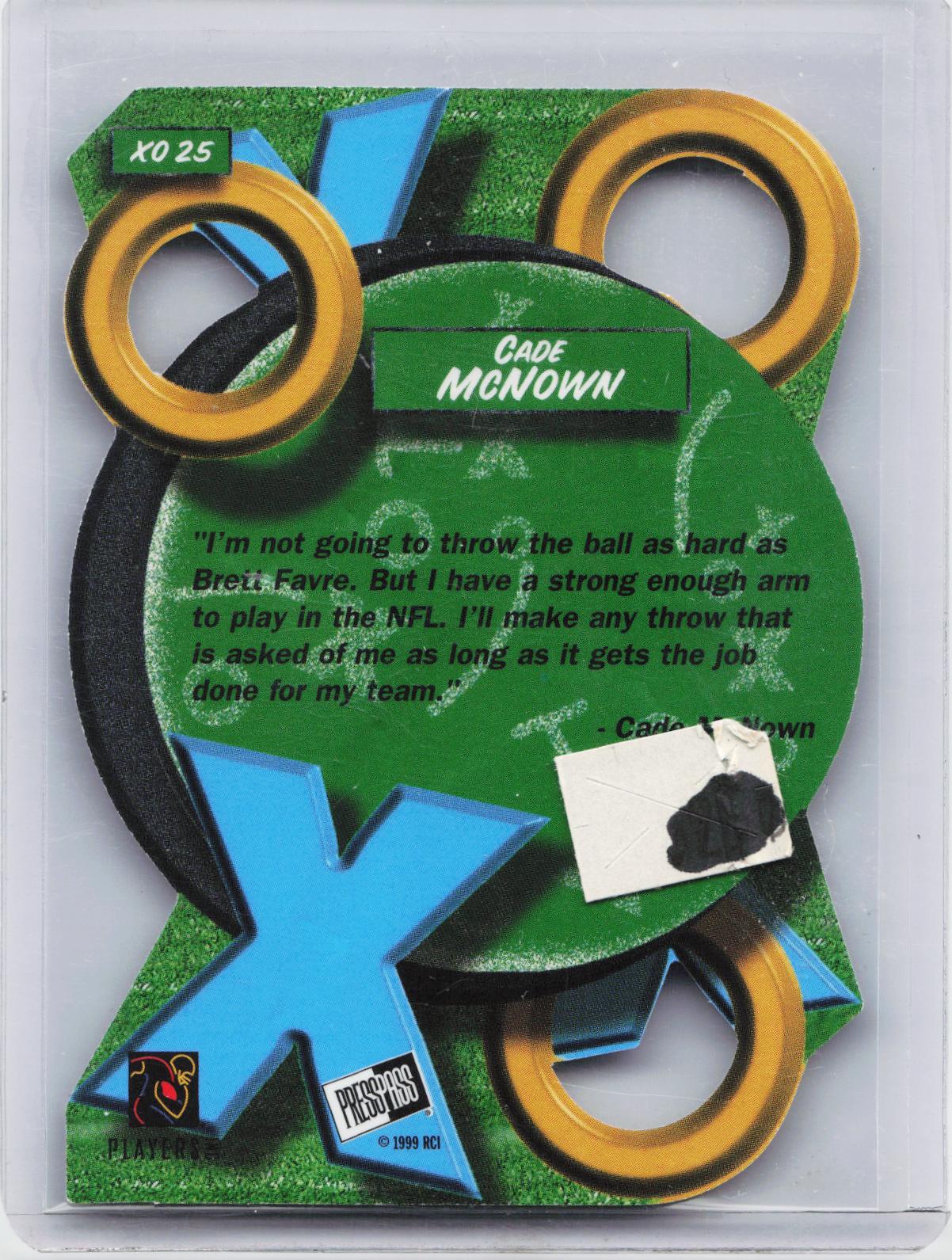 1999 Press Pass #XO25 Cade McNown X's and O's