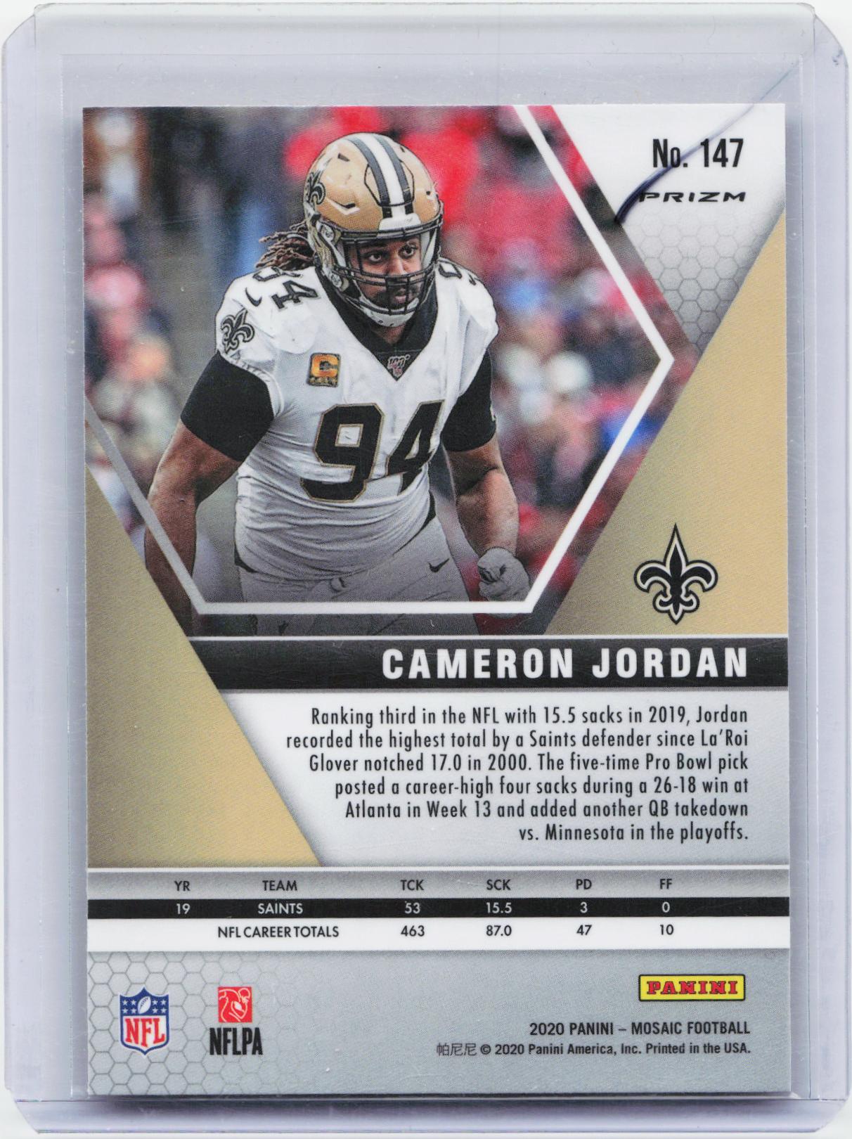 2020 Panini Mosaic #147 Cameron Jordan Prizm Reactive Orange