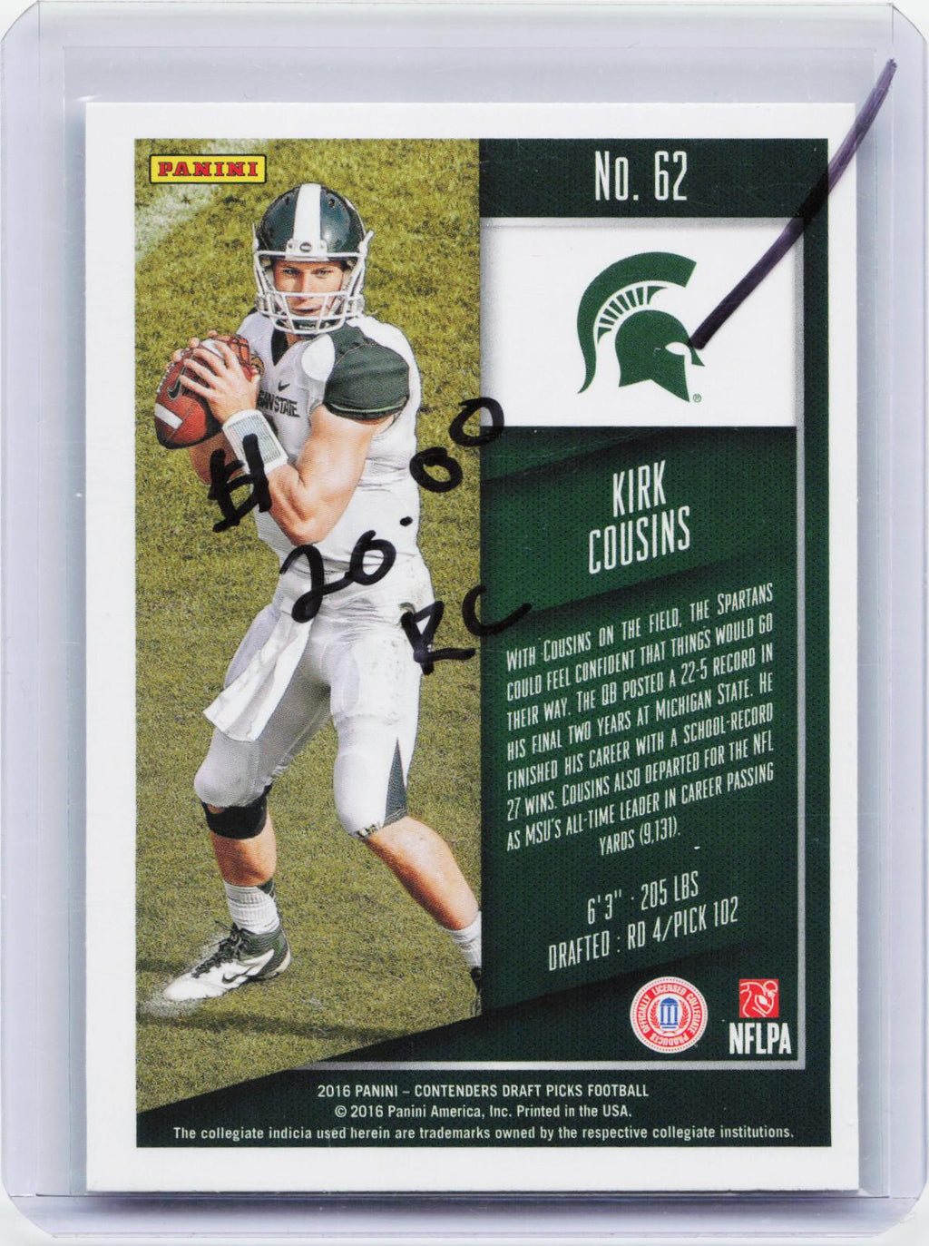 2016 Panini Contenders Draft Picks #62 Kirk Cousins