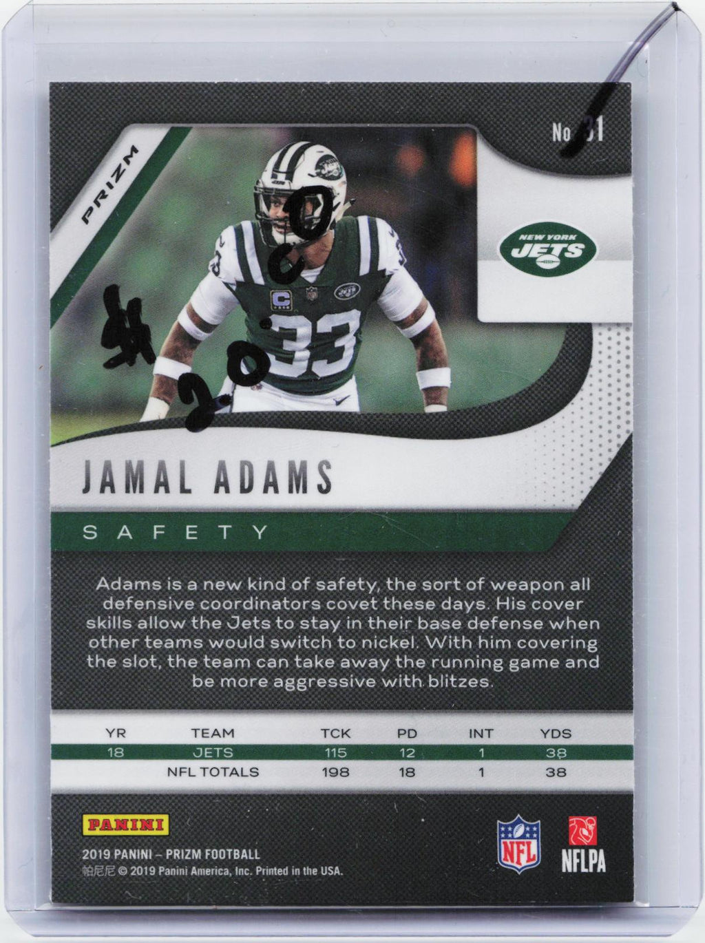 2019 Panini Prizm #31 Jamal Adams Lazer