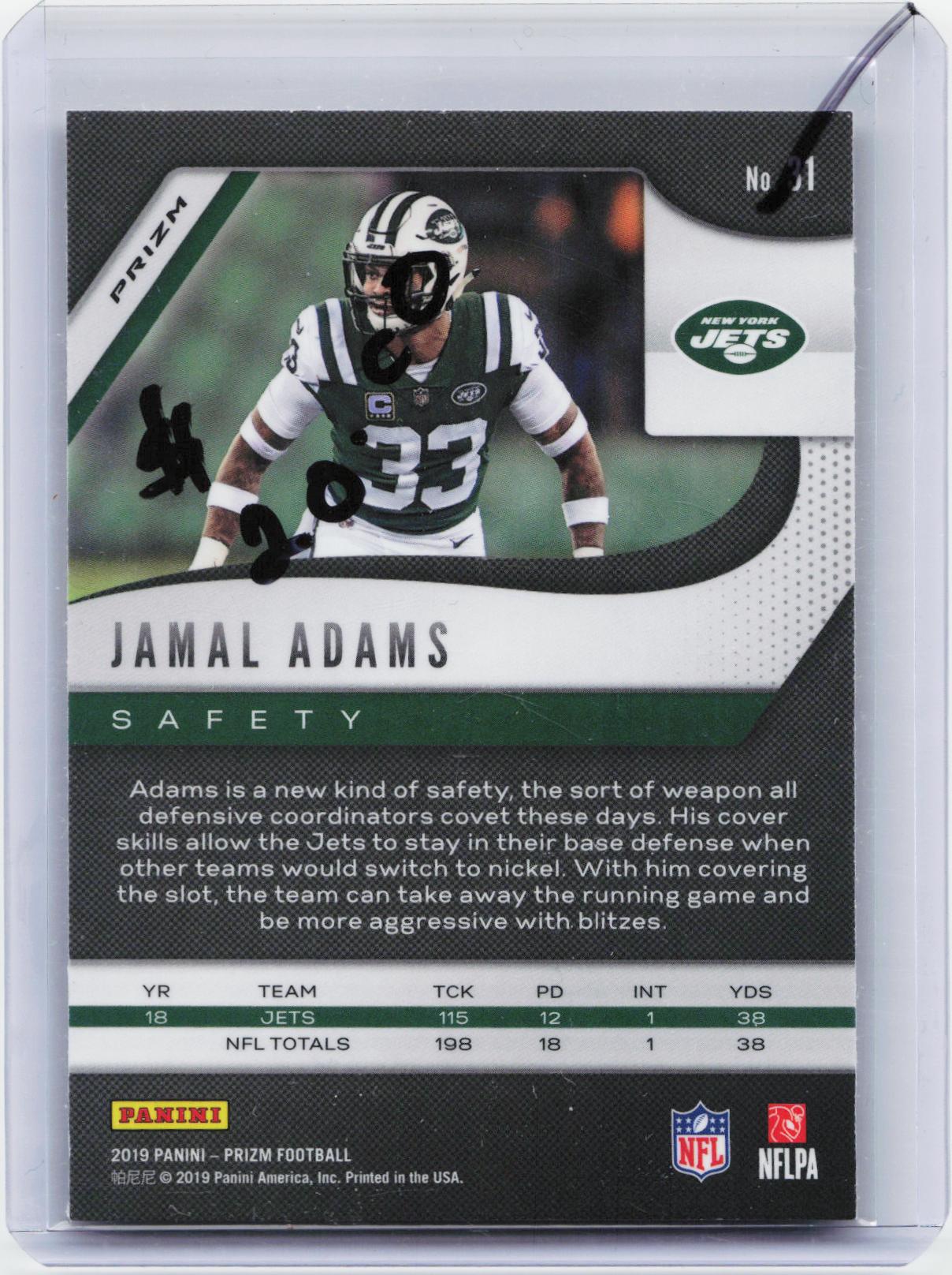 2019 Panini Prizm #31 Jamal Adams Lazer