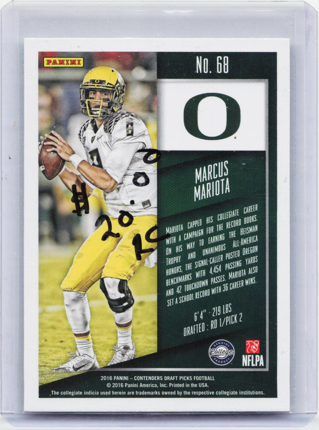 2016 Panini Contenders Draft Picks #68 Marcus Mariota