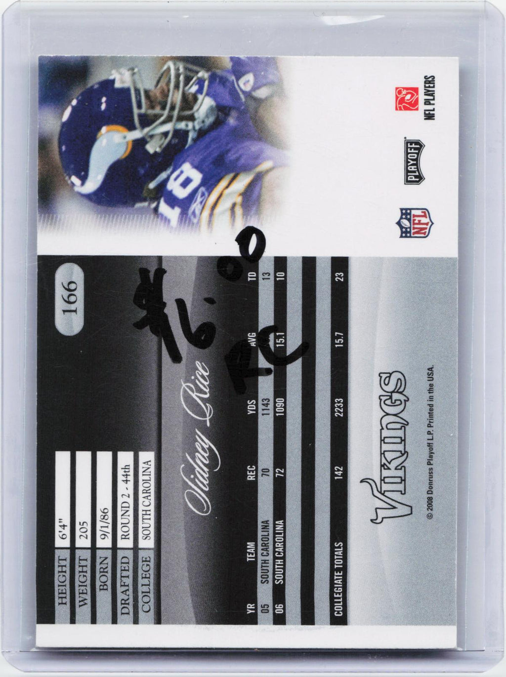 2008 Playoff Prestige #166 Sidney Rice Rookie Review