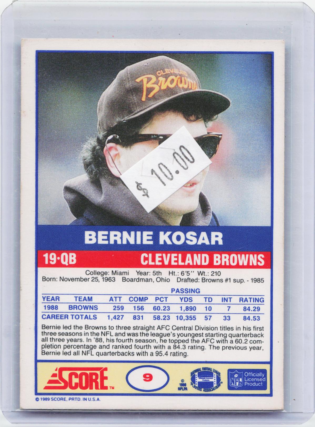 1989 Score #9 Bernie Kosar