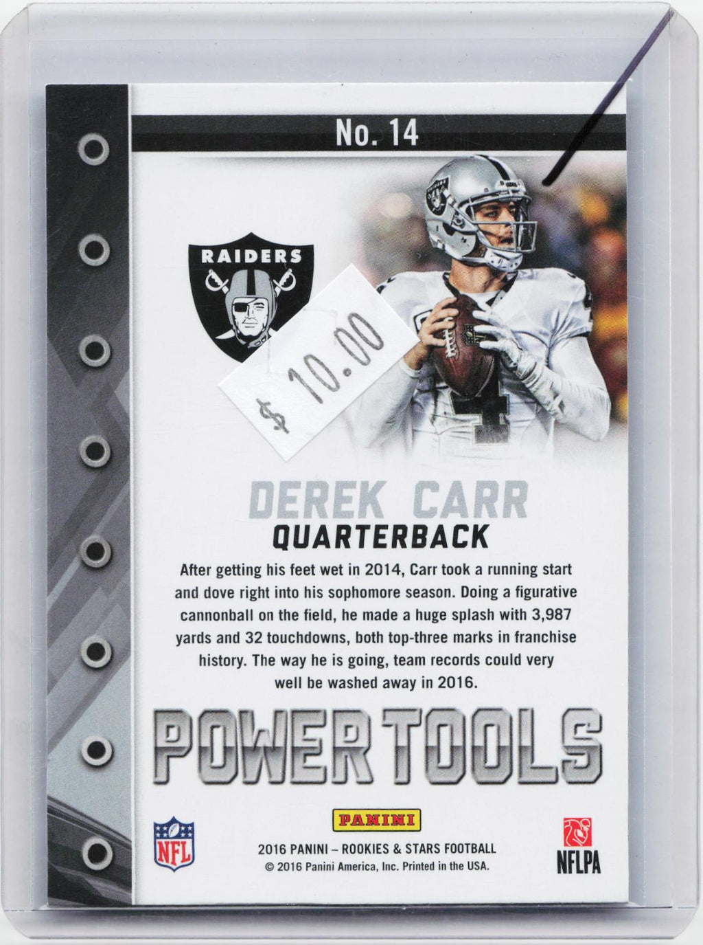 2016 Panini Rookies & Stars #14 Derek Carr Power Tools