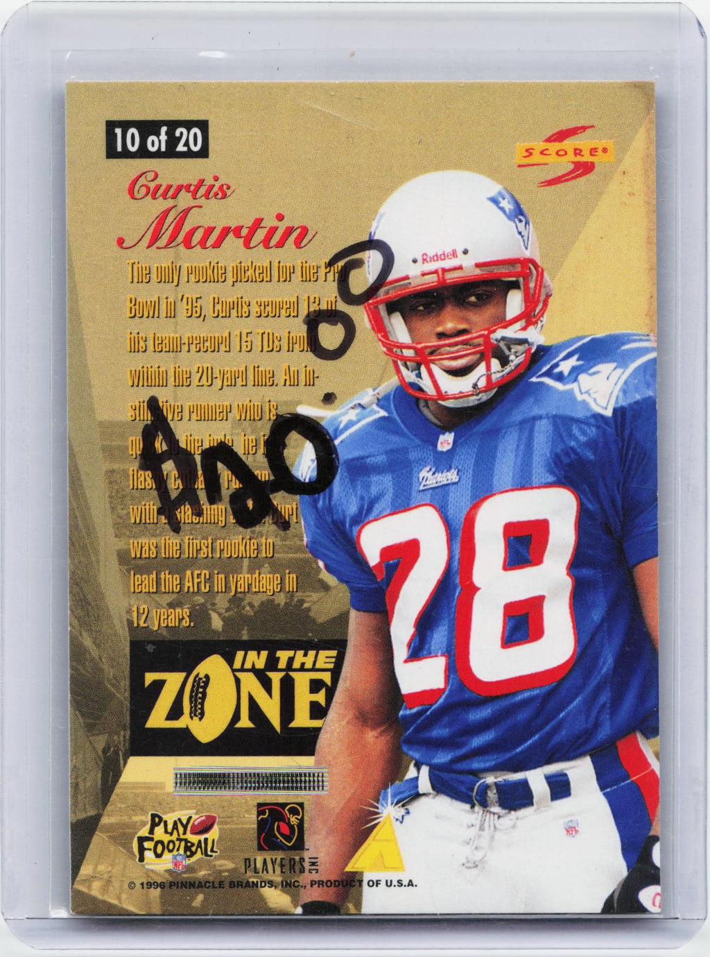 1996 Score #10 Curtis Martin In the Zone