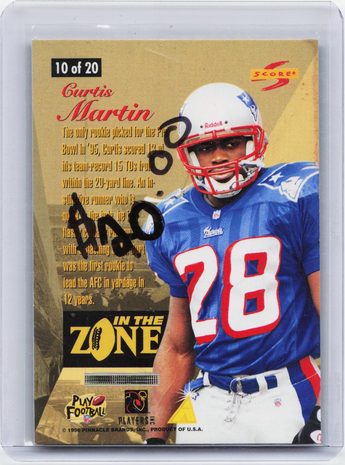 1996 Score #10 Curtis Martin In the Zone