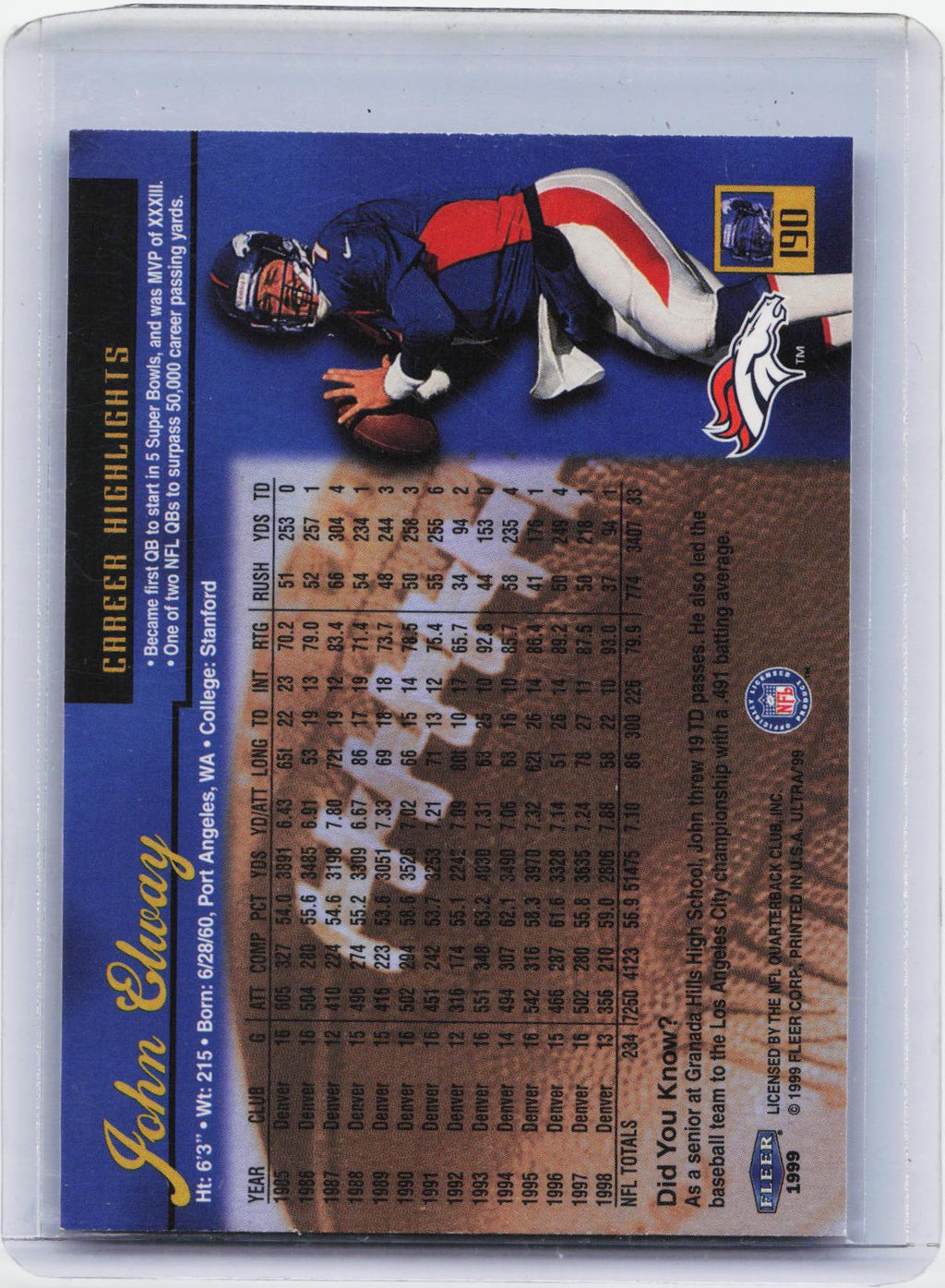 1999 Ultra #190 John Elway