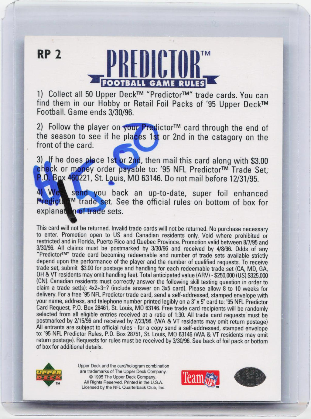 1995 Upper Deck #RP2 Steve Young Predictors: League Leaders