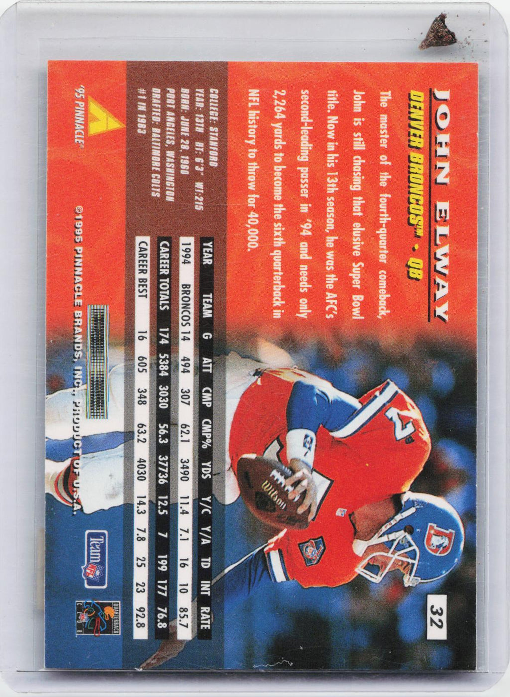 1995 Pinnacle #32 John Elway Artist's Proofs