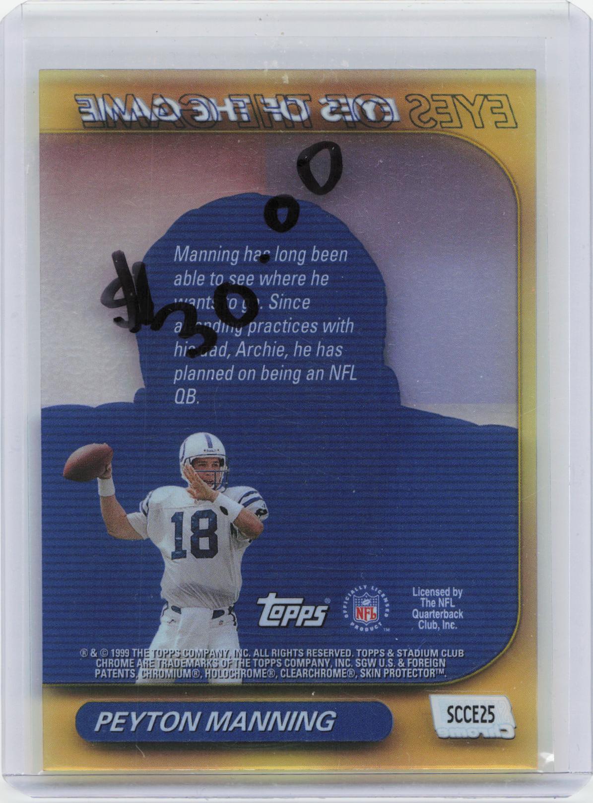 1999 Stadium Club Chrome #SCCE25 Peyton Manning Eyes of the Game