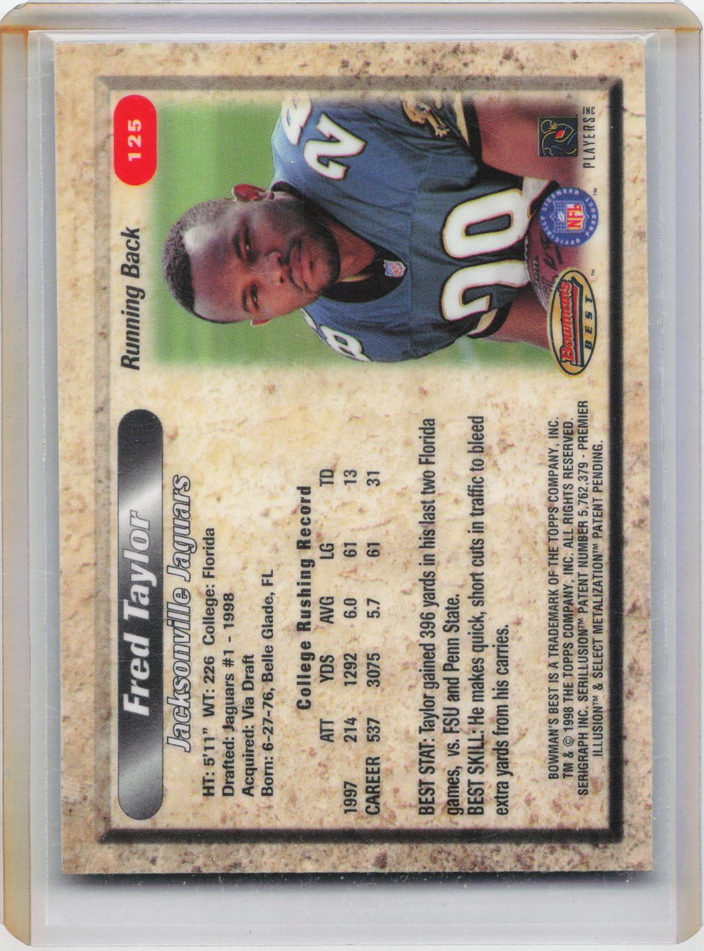1998 Bowman's Best #125 Fred Taylor