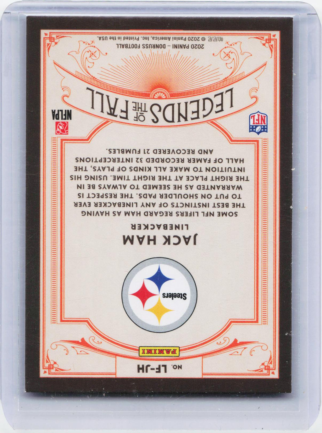 2020 Donruss #LF-JH Jack Ham Legends of the Fall