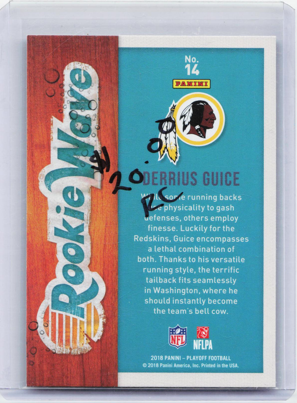 2018 Panini Playoff #14 Derrius Guice Rookie Wave