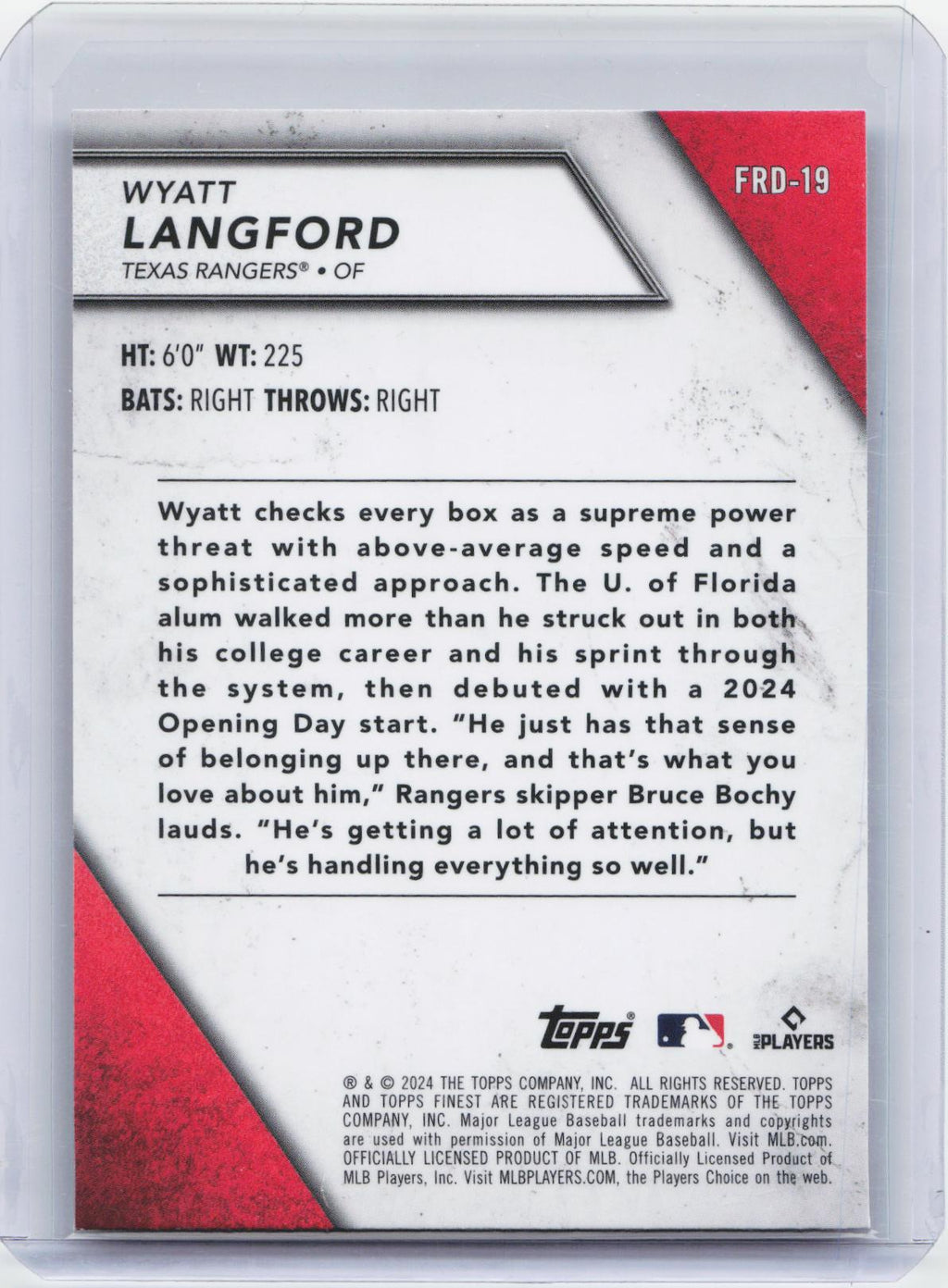 2024 Finest #FRD-19 Wyatt Langford Finest Rookies Design Variations