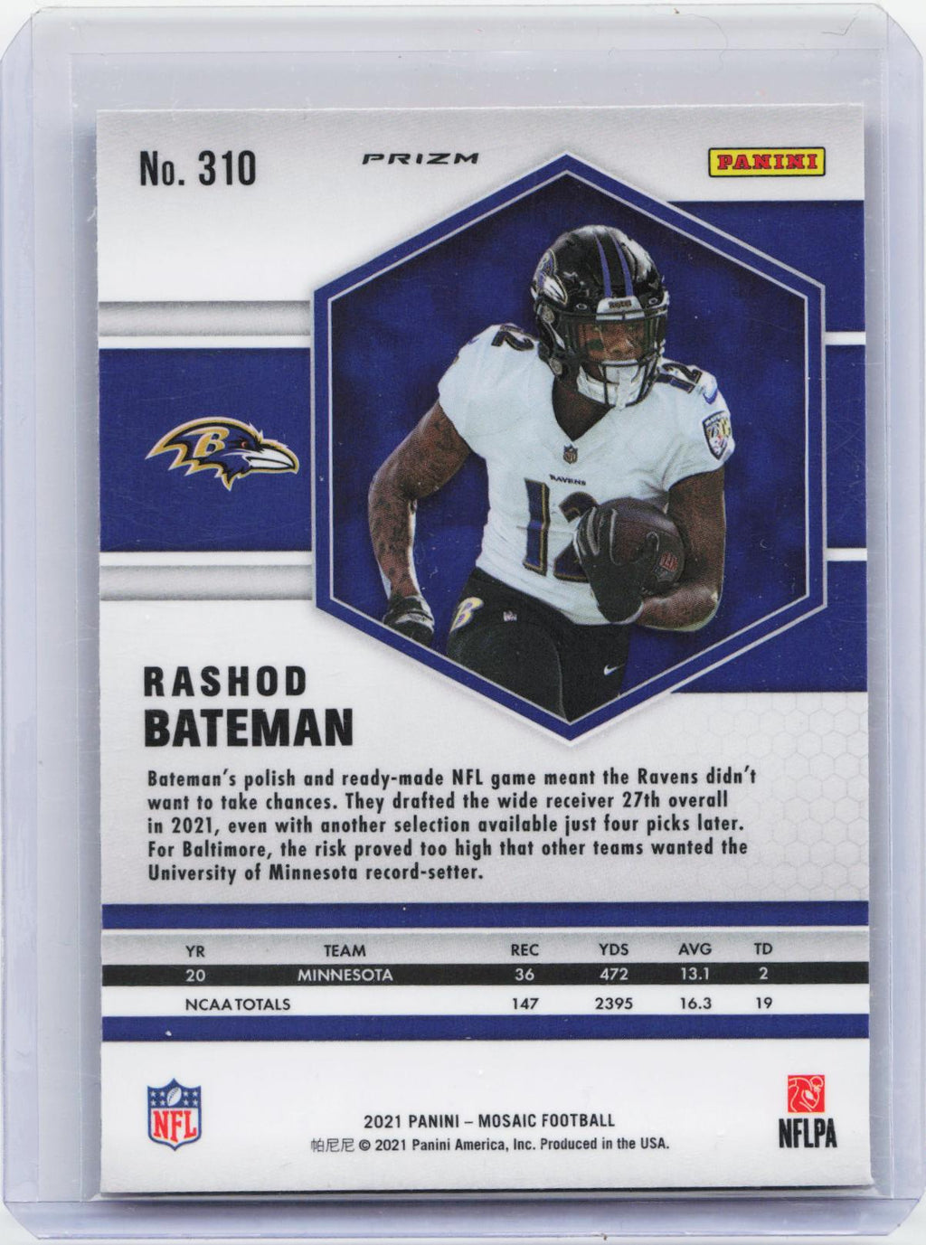 2021 Panini Mosaic #310 Rashod Bateman Prizm Reactive Orange