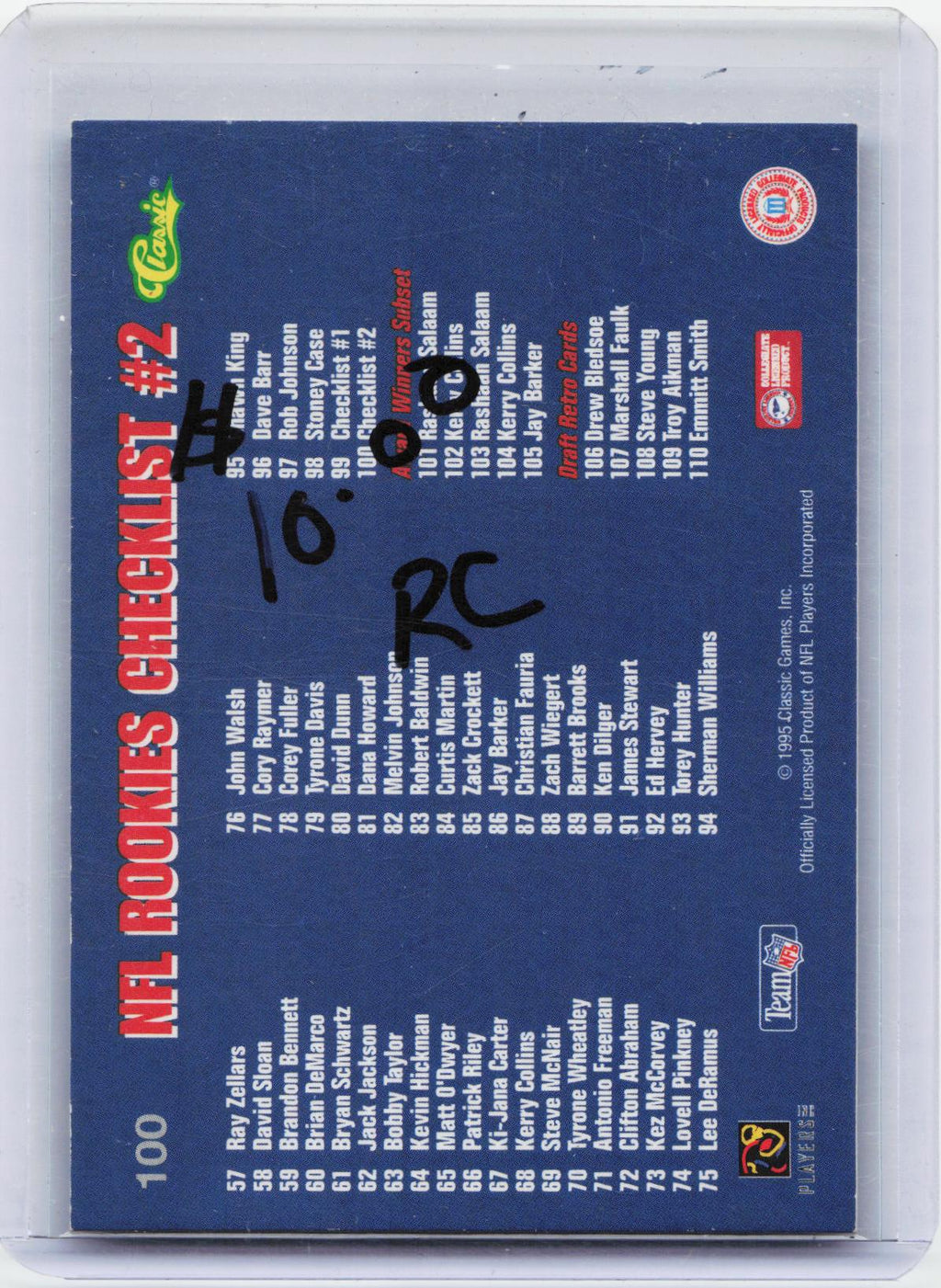 1995 Classic NFL Rookies #100 Steve McNair