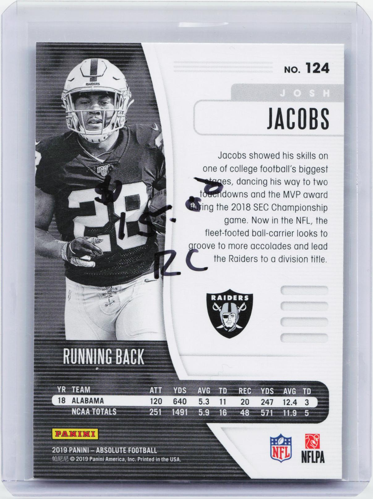 2019 Panini Absolute #124 Josh Jacobs Retail