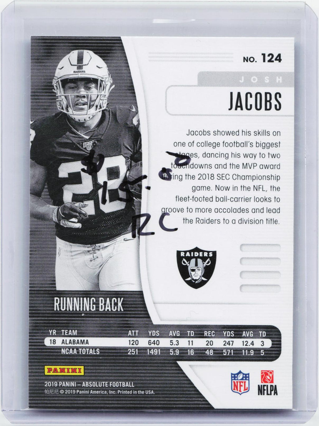 2019 Panini Absolute #124 Josh Jacobs Retail