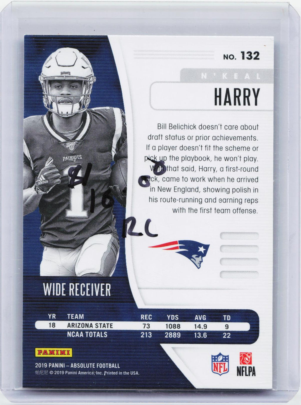 2019 Panini Absolute #132 N'Keal Harry Retail