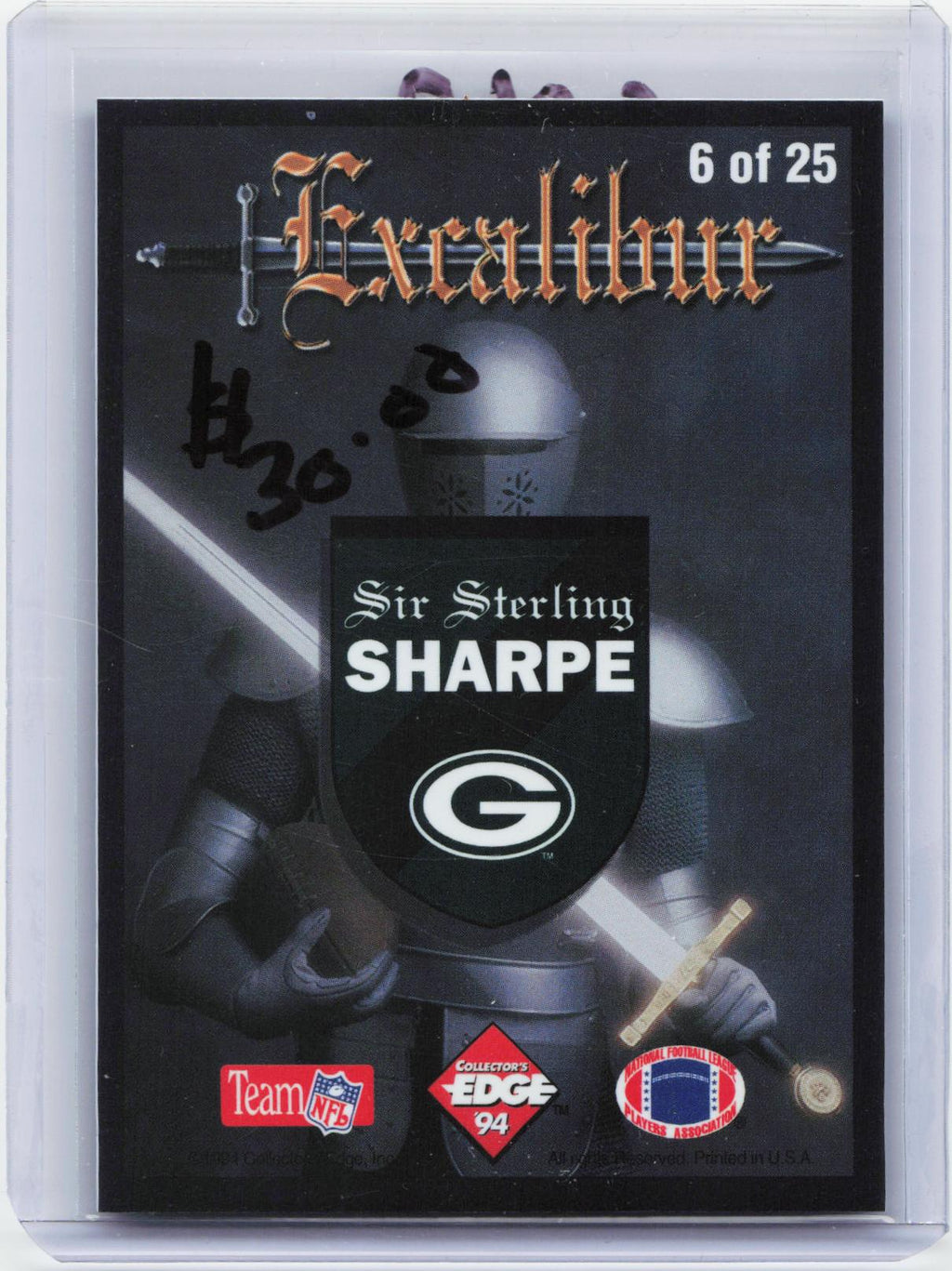1994 Collector's Edge Excalibur #6 Sterling Sharpe 22K